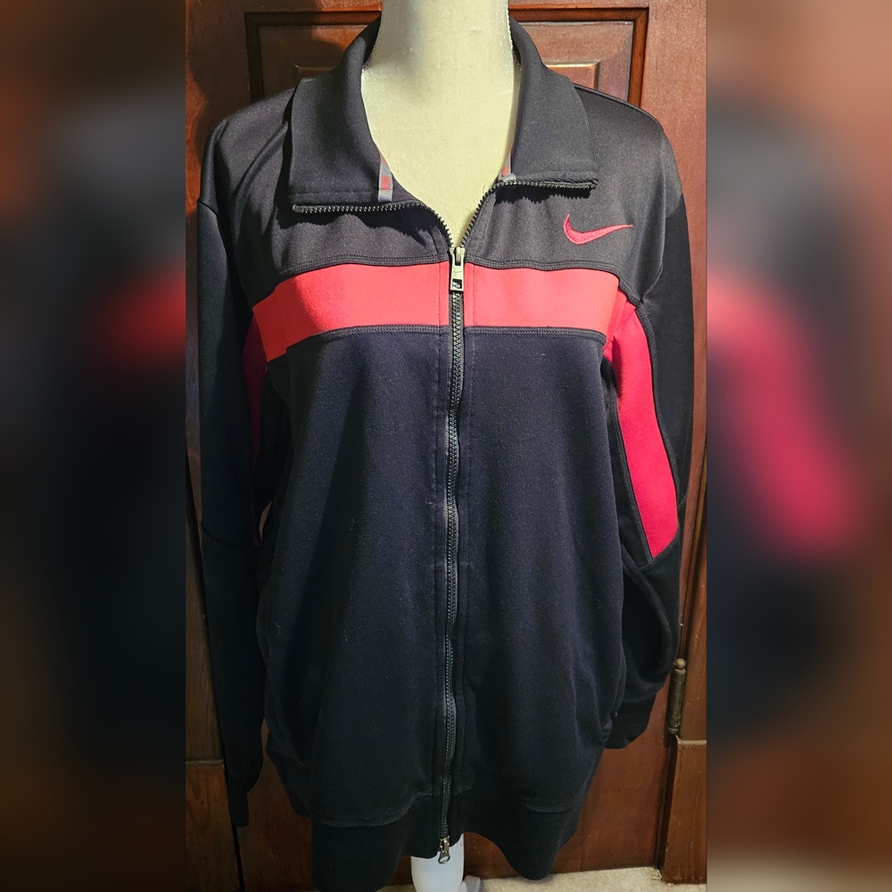Nike Dri fit track jacket black and red size L